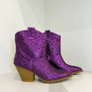 ✨ Purple Rhinestone Western Boots ✨